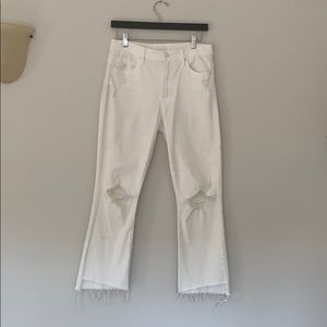 “Mother” Cropped Fray Jeans